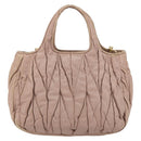 Miu Miu Matelasse Hand Bag Leather 2way Pink Gold Auth 153862-2