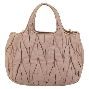 Miu Miu Matelasse Hand Bag Leather 2way Pink Gold Auth 153862 - 0