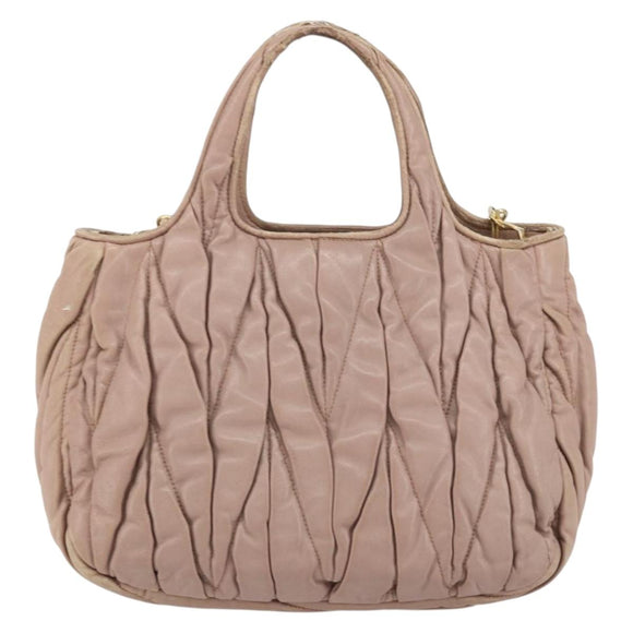 Miu Miu Matelasse Hand Bag Leather 2way Pink Gold Auth 153862