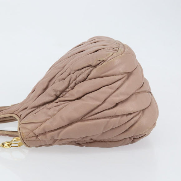 Miu Miu Matelasse Hand Bag Leather 2way Pink Gold Auth 153862