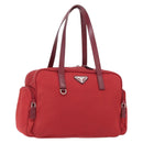PRADA Tote Bag Nylon Red Silver Auth 153863-1