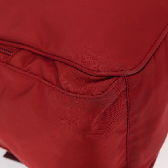 PRADA Tote Bag Nylon Red Silver Auth 153863