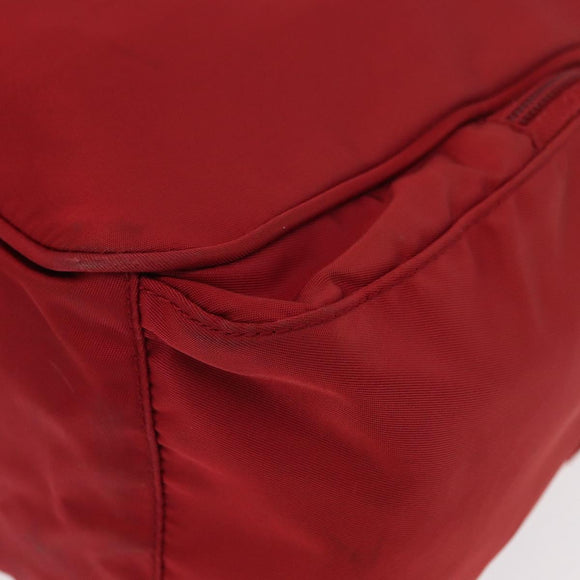 PRADA Tote Bag Nylon Red Silver Auth 153863