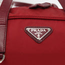 PRADA Tote Bag Nylon Red Silver Auth 153863-15