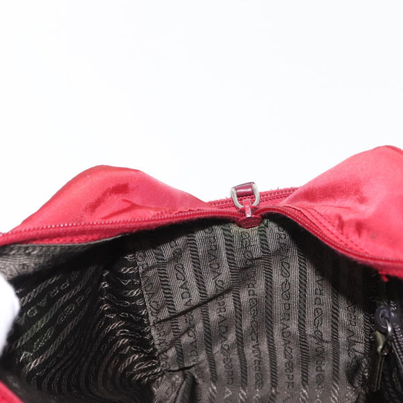 PRADA Tote Bag Nylon Red Silver Auth 153863