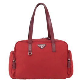PRADA Tote Bag Nylon Red Silver Auth 153863 - 0
