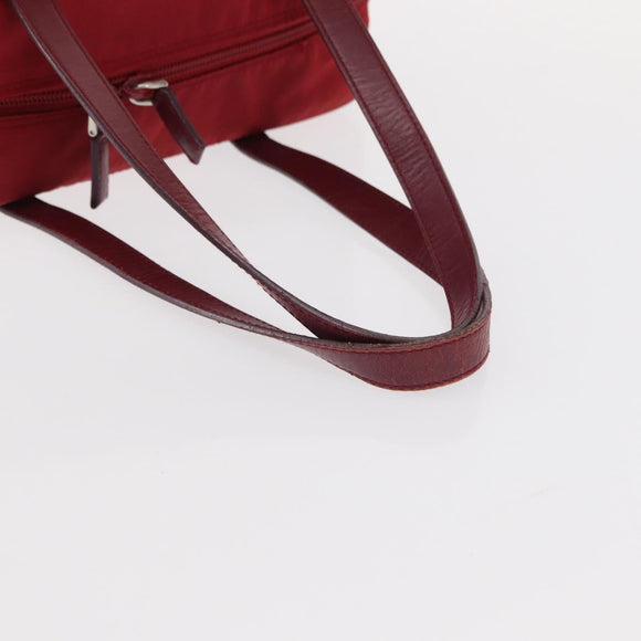 PRADA Tote Bag Nylon Red Silver Auth 153863