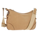 PRADA Shoulder Bag Leather Beige Silver Auth 153864V-1