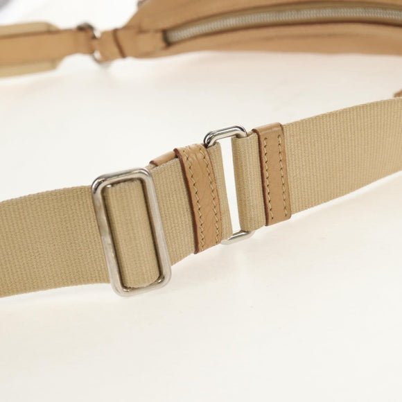 PRADA Shoulder Bag Leather Beige Silver Auth 153864V