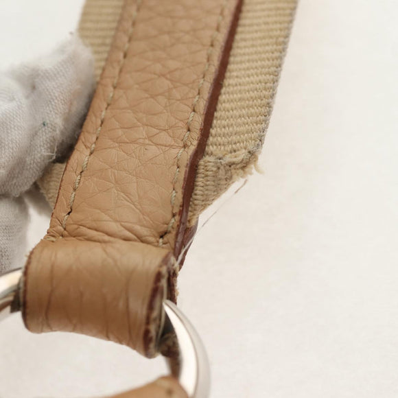 PRADA Shoulder Bag Leather Beige Silver Auth 153864V