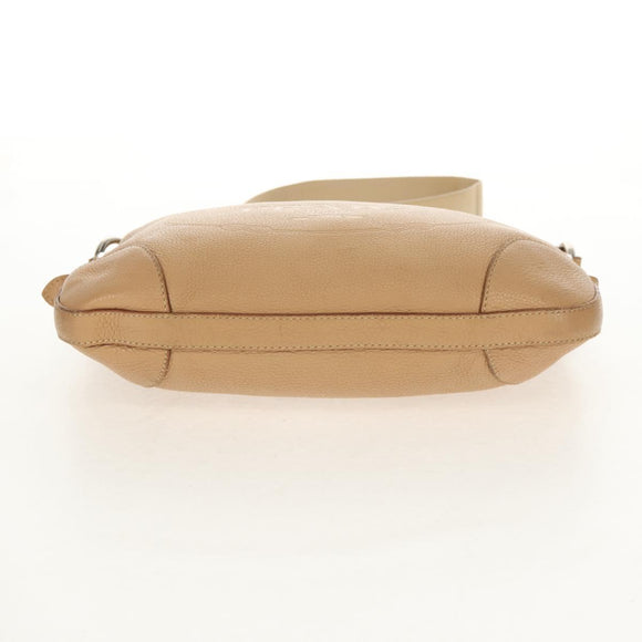 PRADA Shoulder Bag Leather Beige Silver Auth 153864V