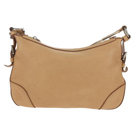 PRADA Shoulder Bag Leather Beige Silver Auth 153864V - 0