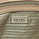 PRADA Shoulder Bag Leather Beige Silver Auth 153864V-21