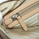 PRADA Shoulder Bag Leather Beige Silver Auth 153864V-25