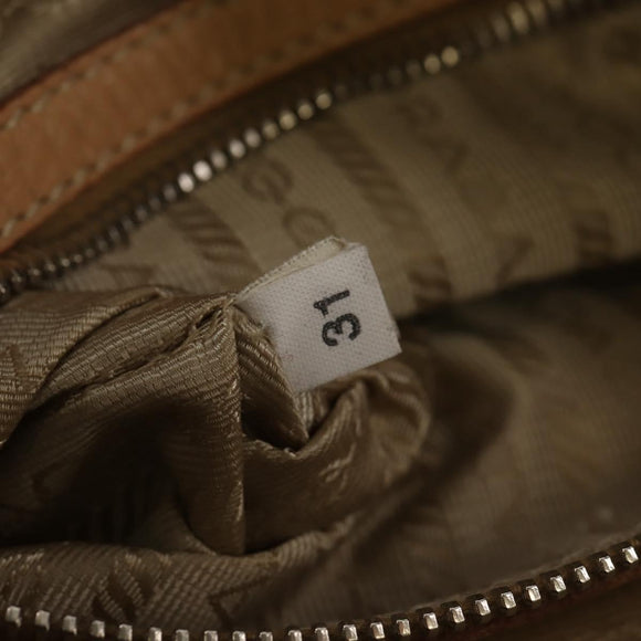 PRADA Shoulder Bag Leather Beige Silver Auth 153864V