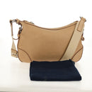 PRADA Shoulder Bag Leather Beige Silver Auth 153864V-29