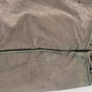 Salvatore Ferragamo Gancini Hand Bag Leather Silver Auth 153866-10