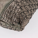 Salvatore Ferragamo Gancini Hand Bag Leather Silver Auth 153866-14