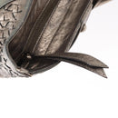 Salvatore Ferragamo Gancini Hand Bag Leather Silver Auth 153866-15