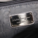 Salvatore Ferragamo Gancini Hand Bag Leather Silver Auth 153866-16
