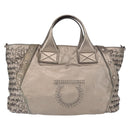 Salvatore Ferragamo Gancini Hand Bag Leather Silver Auth 153866-2