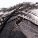 Salvatore Ferragamo Gancini Hand Bag Leather Silver Auth 153866-20