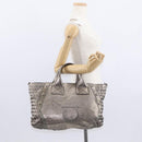 Salvatore Ferragamo Gancini Hand Bag Leather Silver Auth 153866-23