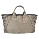 Salvatore Ferragamo Gancini Hand Bag Leather Silver Auth 153866-3