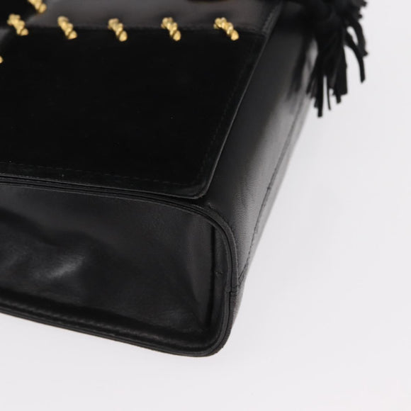 Salvatore Ferragamo Shoulder Bag Leather Black Gold Auth 153867