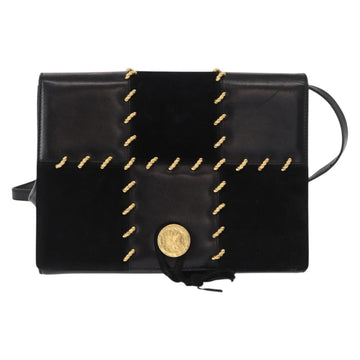 Salvatore Ferragamo Shoulder Bag Leather Black Gold Auth 153867 - 0