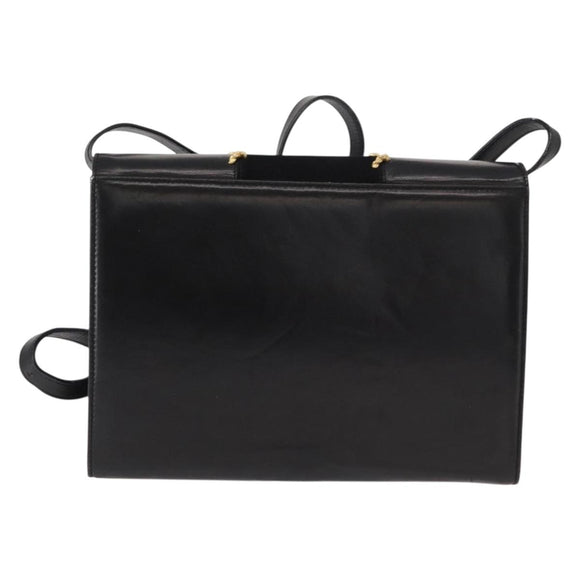Salvatore Ferragamo Shoulder Bag Leather Black Gold Auth 153867