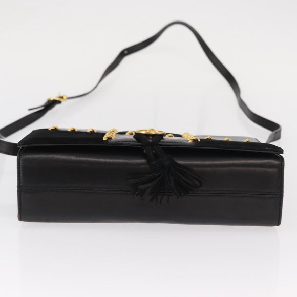 Salvatore Ferragamo Shoulder Bag Leather Black Gold Auth 153867