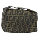 FENDI Zucca Canvas Vanity Pouch Black Brown Auth 153872-1