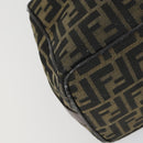 FENDI Zucca Canvas Vanity Pouch Black Brown Auth 153872-14