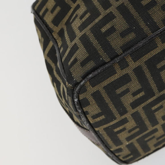 FENDI Zucca Canvas Vanity Pouch Black Brown Auth 153872