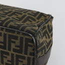 FENDI Zucca Canvas Vanity Pouch Black Brown Auth 153872-15