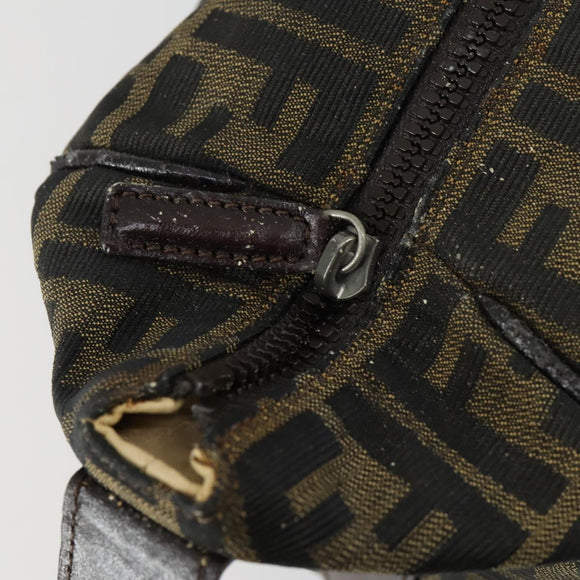 FENDI Zucca Canvas Vanity Pouch Black Brown Auth 153872