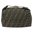 FENDI Zucca Canvas Vanity Pouch Black Brown Auth 153872-13