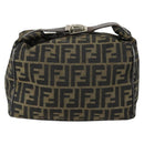 FENDI Zucca Canvas Vanity Pouch Black Brown Auth 153872-2