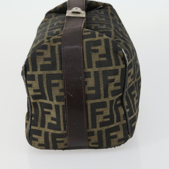 FENDI Zucca Canvas Vanity Pouch Black Brown Auth 153872