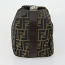 FENDI Zucca Canvas Vanity Pouch Black Brown Auth 153872-4