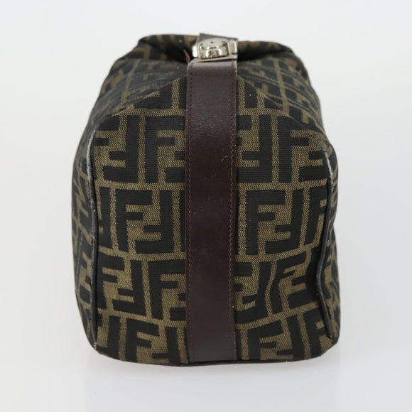 FENDI Zucca Canvas Vanity Pouch Black Brown Auth 153872