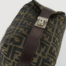 FENDI Zucca Canvas Vanity Pouch Black Brown Auth 153872-5