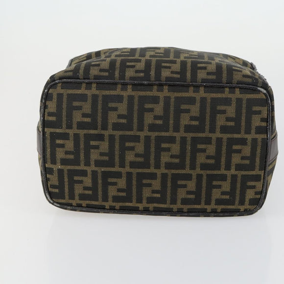 FENDI Zucca Canvas Vanity Pouch Black Brown Auth 153872