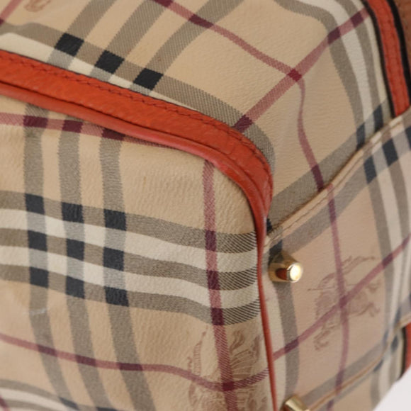 BURBERRY Nova Check Tote Bag PVC Beige Gold Auth 153873