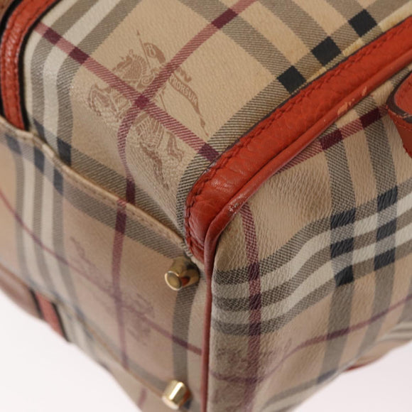 BURBERRY Nova Check Tote Bag PVC Beige Gold Auth 153873