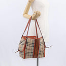 BURBERRY Nova Check Tote Bag PVC Beige Gold Auth 153873-21