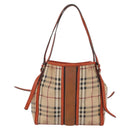 BURBERRY Nova Check Tote Bag PVC Beige Gold Auth 153873-2