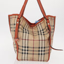BURBERRY Nova Check Tote Bag PVC Beige Gold Auth 153873-3