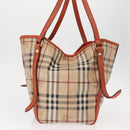 BURBERRY Nova Check Tote Bag PVC Beige Gold Auth 153873-4